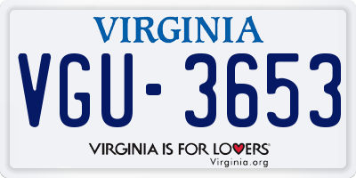VA license plate VGU3653