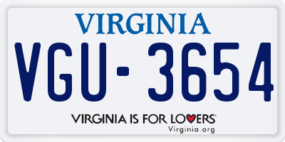 VA license plate VGU3654