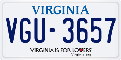VA license plate VGU3657