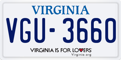 VA license plate VGU3660