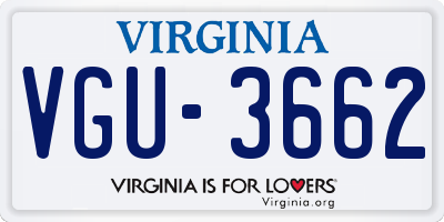 VA license plate VGU3662