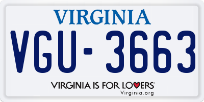 VA license plate VGU3663