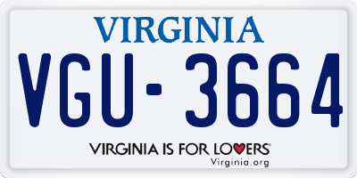 VA license plate VGU3664