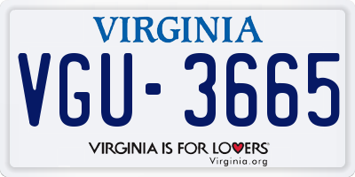 VA license plate VGU3665