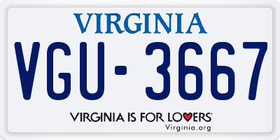 VA license plate VGU3667