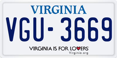 VA license plate VGU3669