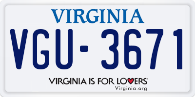 VA license plate VGU3671