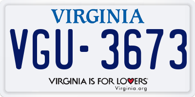 VA license plate VGU3673