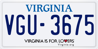 VA license plate VGU3675