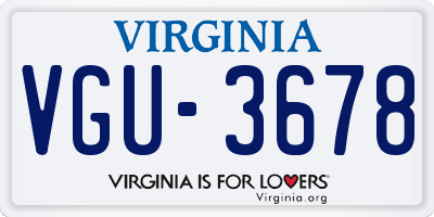 VA license plate VGU3678