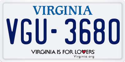 VA license plate VGU3680