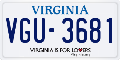 VA license plate VGU3681