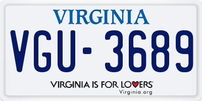 VA license plate VGU3689