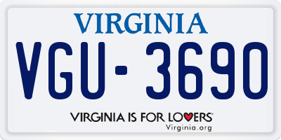 VA license plate VGU3690