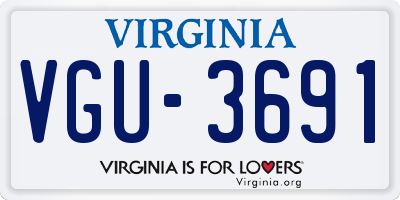 VA license plate VGU3691