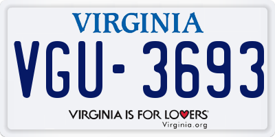 VA license plate VGU3693
