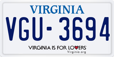 VA license plate VGU3694