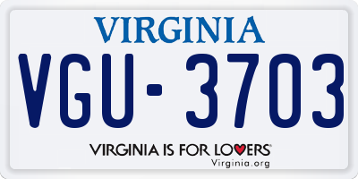 VA license plate VGU3703