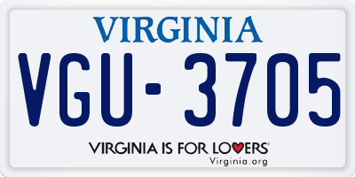 VA license plate VGU3705