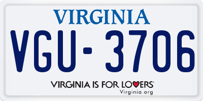VA license plate VGU3706