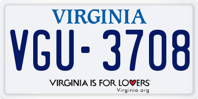 VA license plate VGU3708