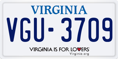 VA license plate VGU3709
