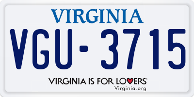VA license plate VGU3715