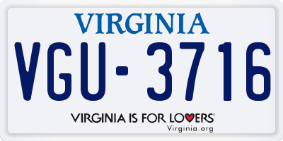 VA license plate VGU3716