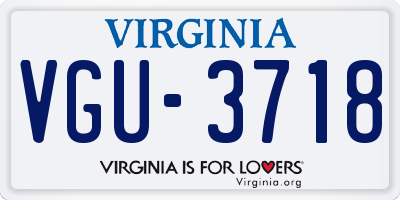 VA license plate VGU3718