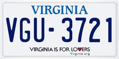 VA license plate VGU3721
