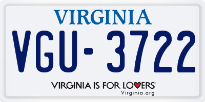 VA license plate VGU3722