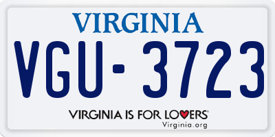 VA license plate VGU3723
