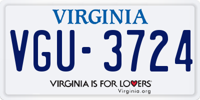 VA license plate VGU3724