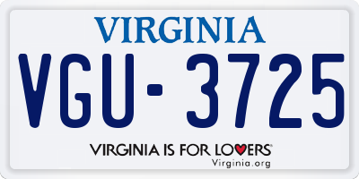 VA license plate VGU3725