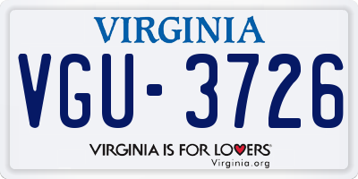 VA license plate VGU3726
