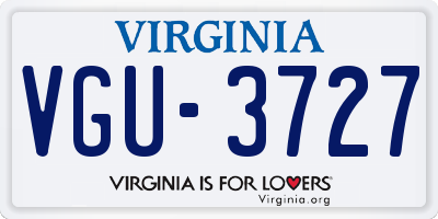 VA license plate VGU3727