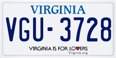 VA license plate VGU3728