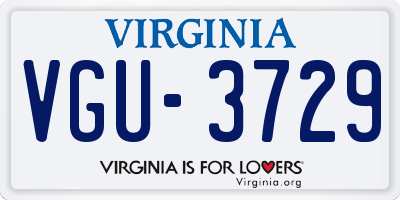 VA license plate VGU3729