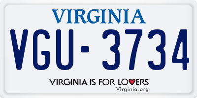 VA license plate VGU3734