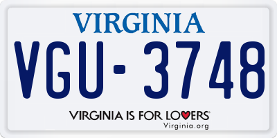 VA license plate VGU3748
