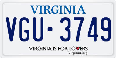 VA license plate VGU3749