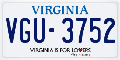 VA license plate VGU3752