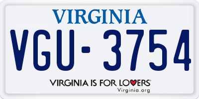 VA license plate VGU3754