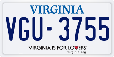 VA license plate VGU3755