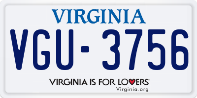 VA license plate VGU3756