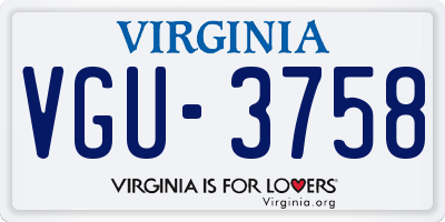 VA license plate VGU3758