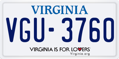 VA license plate VGU3760