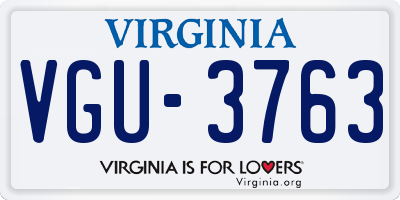 VA license plate VGU3763
