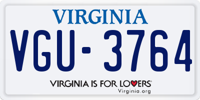 VA license plate VGU3764