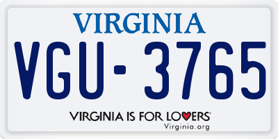 VA license plate VGU3765